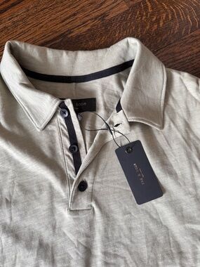 rag & bone light beige polo with black contrast trim